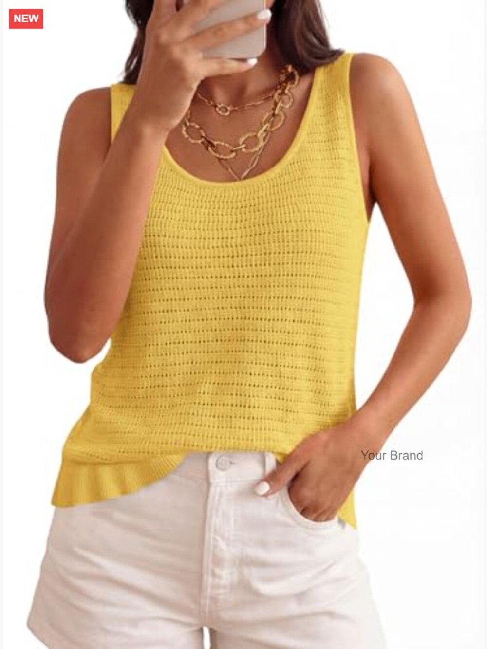 Crochet Sleeveless Tank Top Boho Summer Knit Sweater Resort Wear - Picture 5 of 7